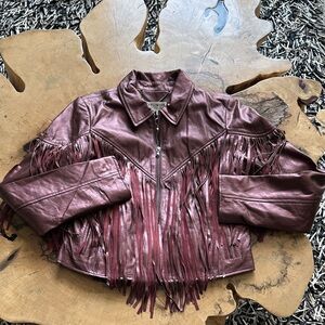 Idyllwind Grape Metallic Leather Fringe Jacket